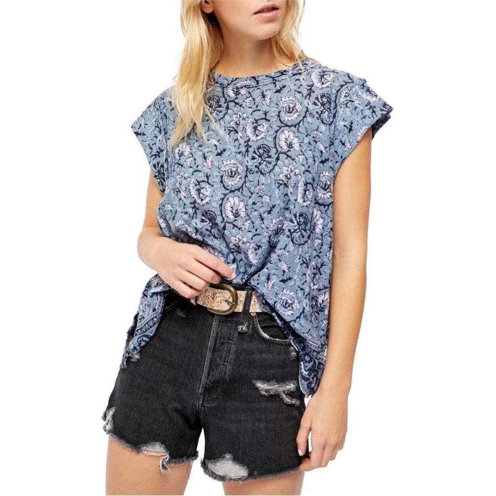 FREE PEOPLE High Tide boho hi low summer top size SMALL